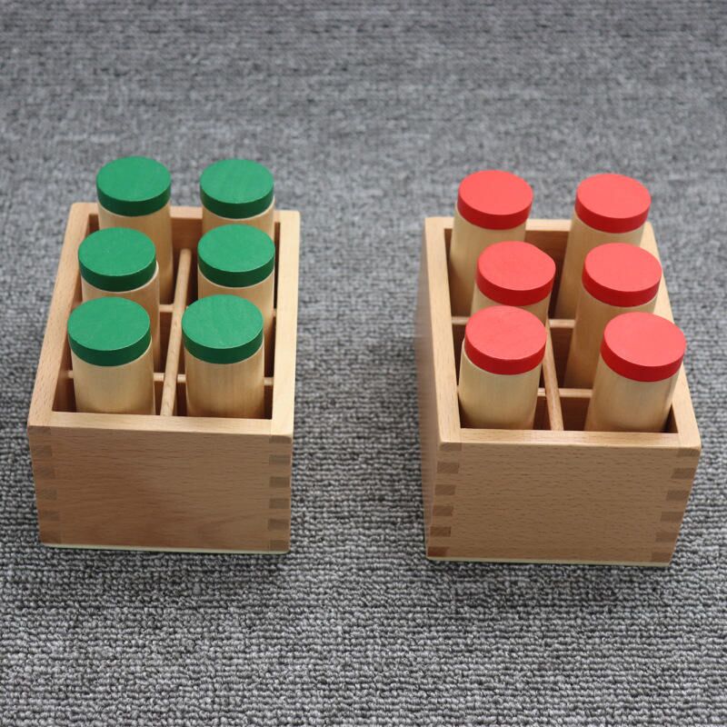 Sound Box Toy Montessori Wooden Sound Cylinders – Sensorial Educational Toy Sound ...